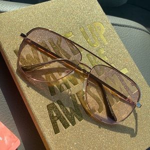 Boutique Style Sun Shades Sun Glasses Gold Frame Pink Lens